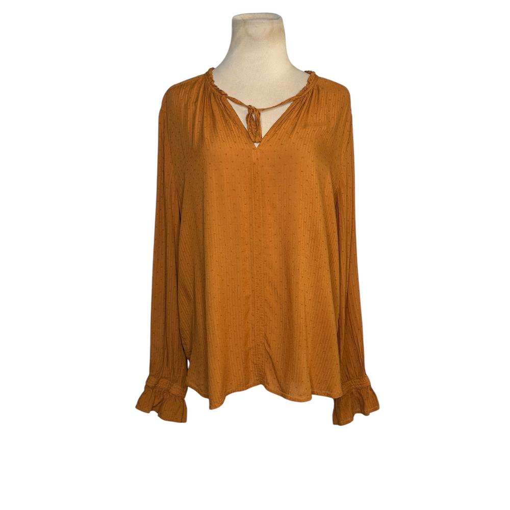 Loft burnt orange long sleeves tunic blouse size large